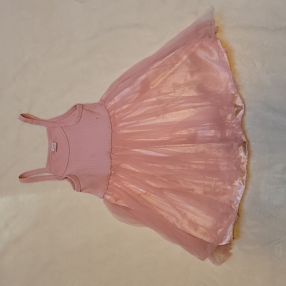 3T Girls Pink Tutu Satin Spaghetti Strap Dress